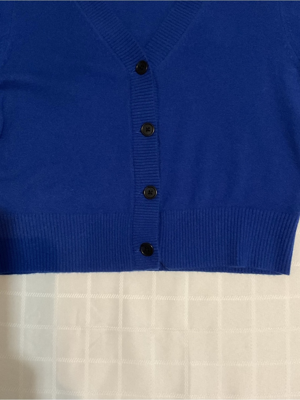 J. Crew 100% Cashmere Lightweight Luxury Cobalt Blue Cropped Cardigan Sweater M - Picture 7 of 16